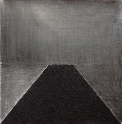 Mastaba - 30cm x 30cm paper, graphite, black stuctural paste